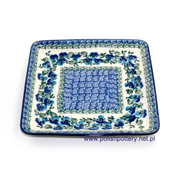 Taca kwadrat 21,5cm dek. 2273X Niebieskie Bratki